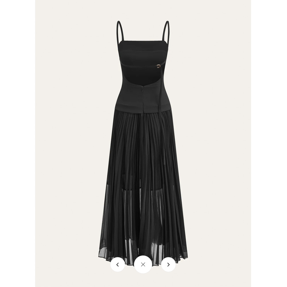 NWT Commense Spaghetti-Strap Backless Pleated Maxi Dress Sz M - Picture 8 of 9